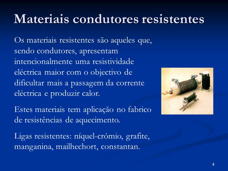 Materiais condutores resistentes