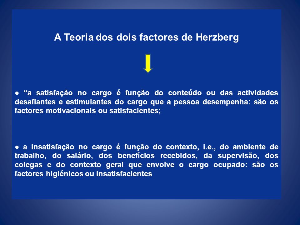 A Teoria dos dois factores de Herzberg