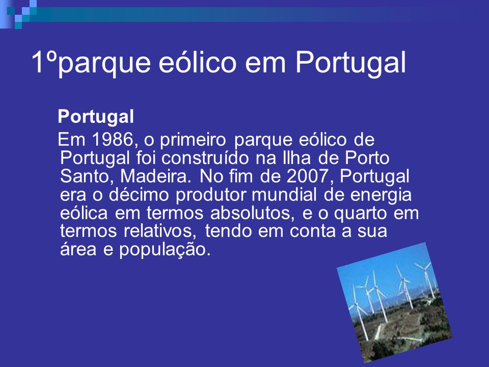 1ºparque eólico em Portugal