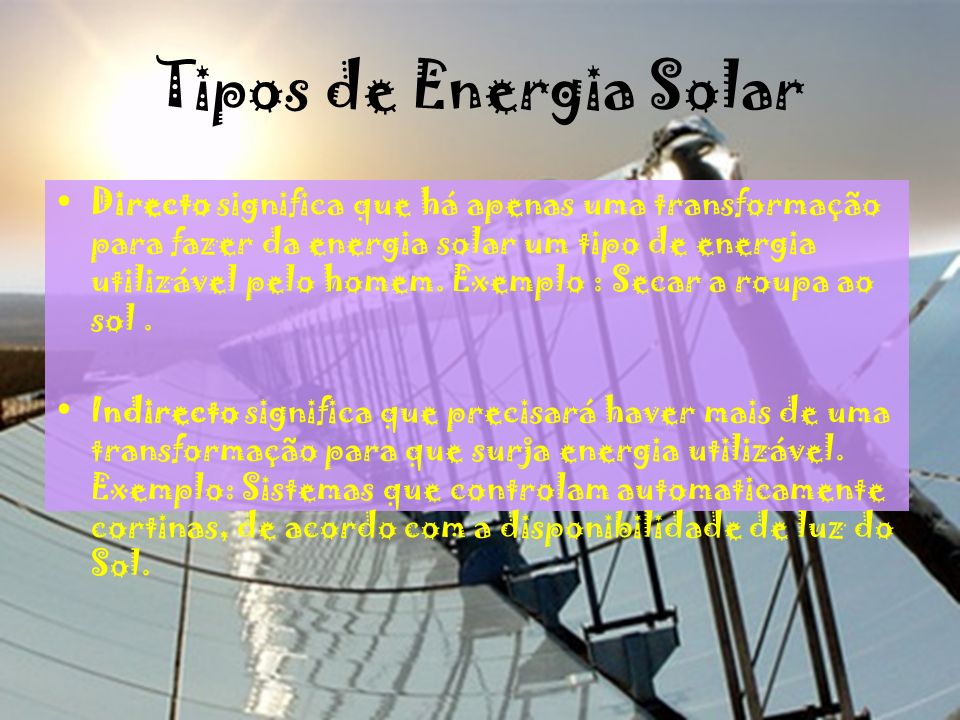 Tipos de Energia Solar