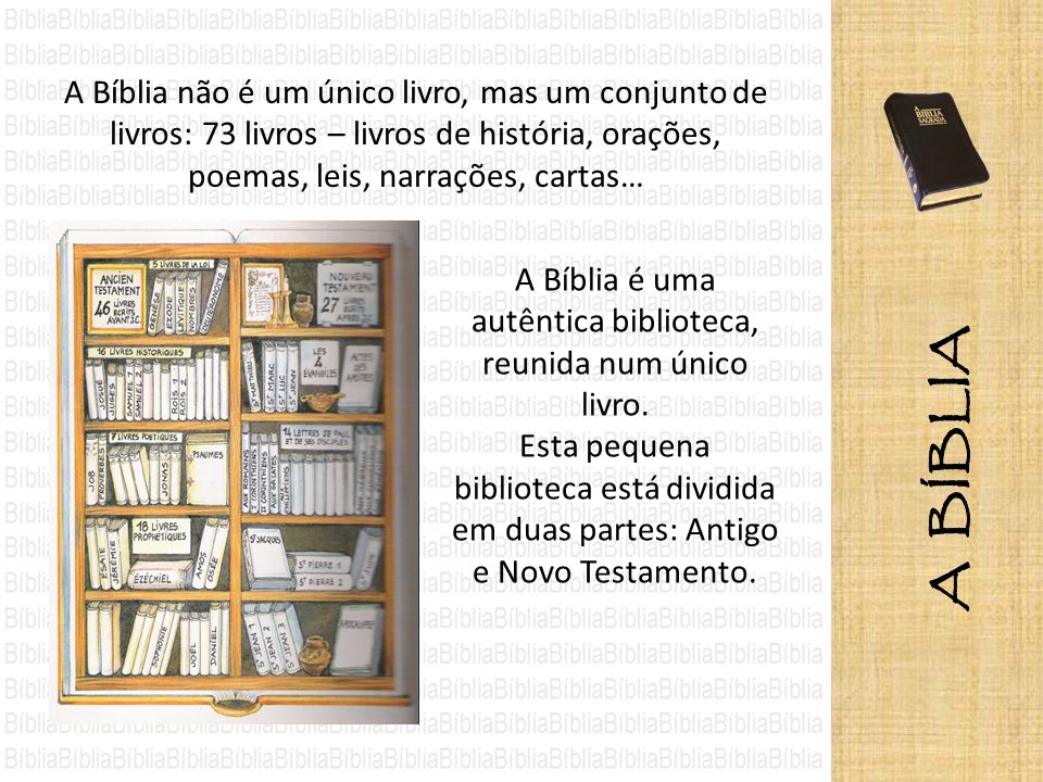 A Bíblia é uma autêntica biblioteca, reunida num único livro.