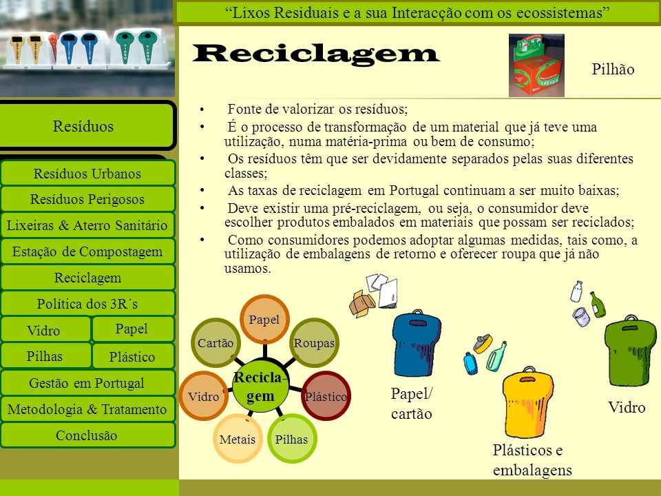 Reciclagem Lixos Residuais e a sua Interacção com os ecossistemas