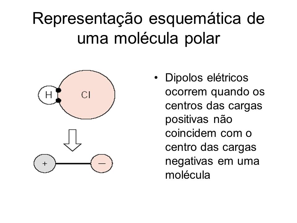Representação esquemática de uma molécula polar
