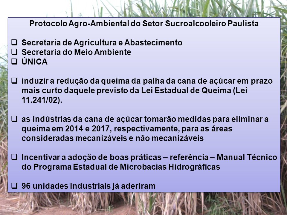 Protocolo Agro-Ambiental do Setor Sucroalcooleiro Paulista