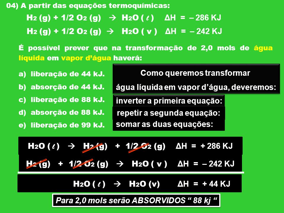 H2 (g) + 1/2 O2 (g)  H2O ( l ) ΔH = – 286 KJ