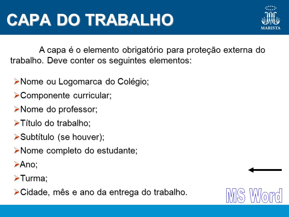 CAPA DO TRABALHO MS Word