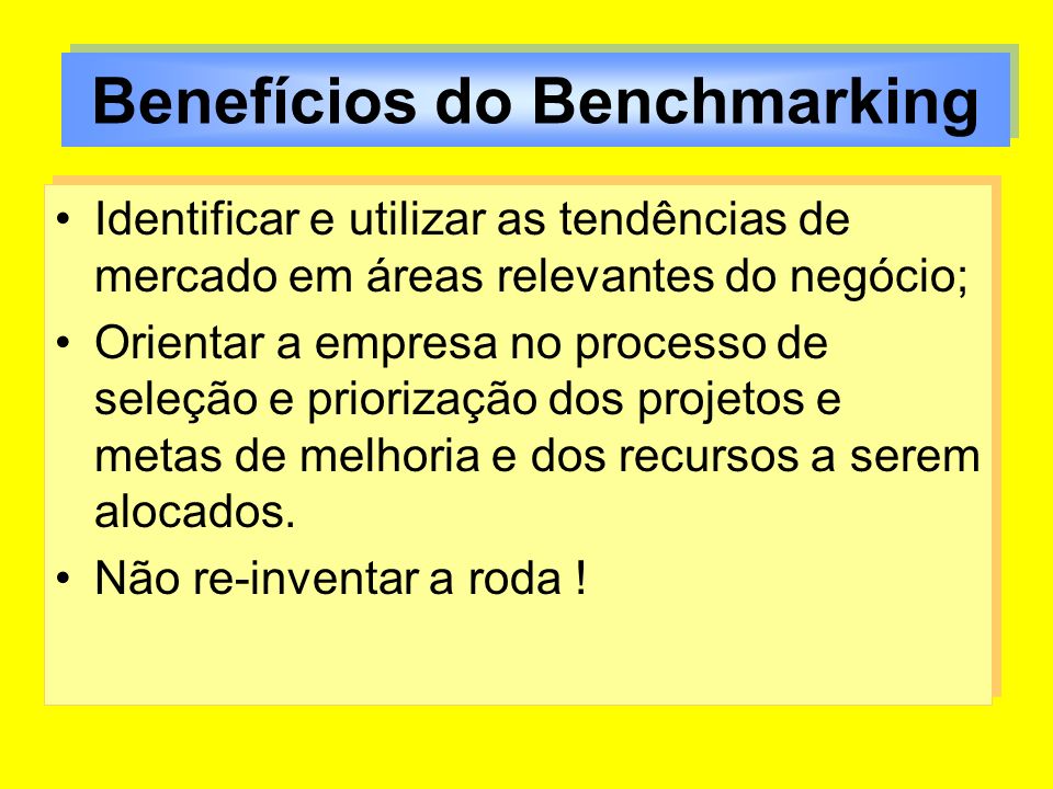 Benefícios do Benchmarking