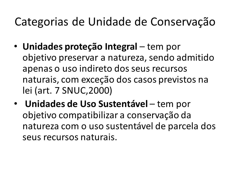Categorias de Unidade de Conservação