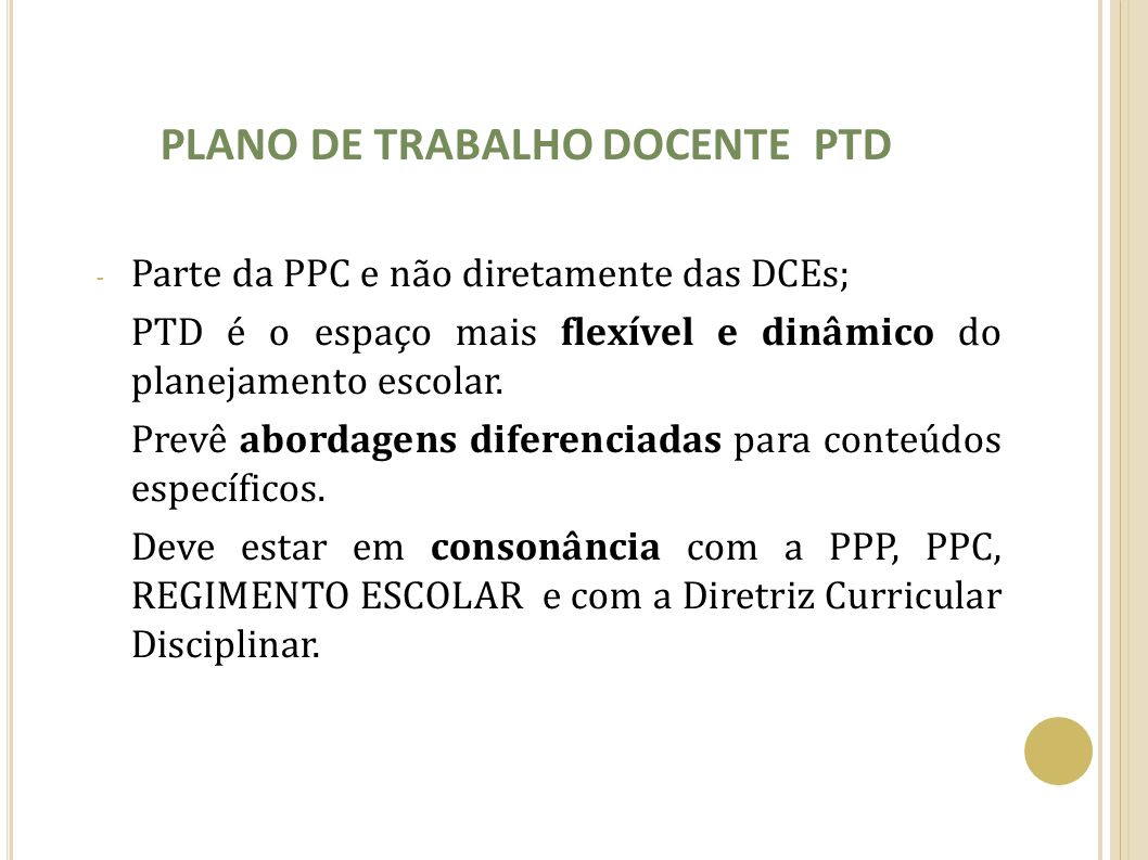 PLANO DE TRABALHO DOCENTE PTD