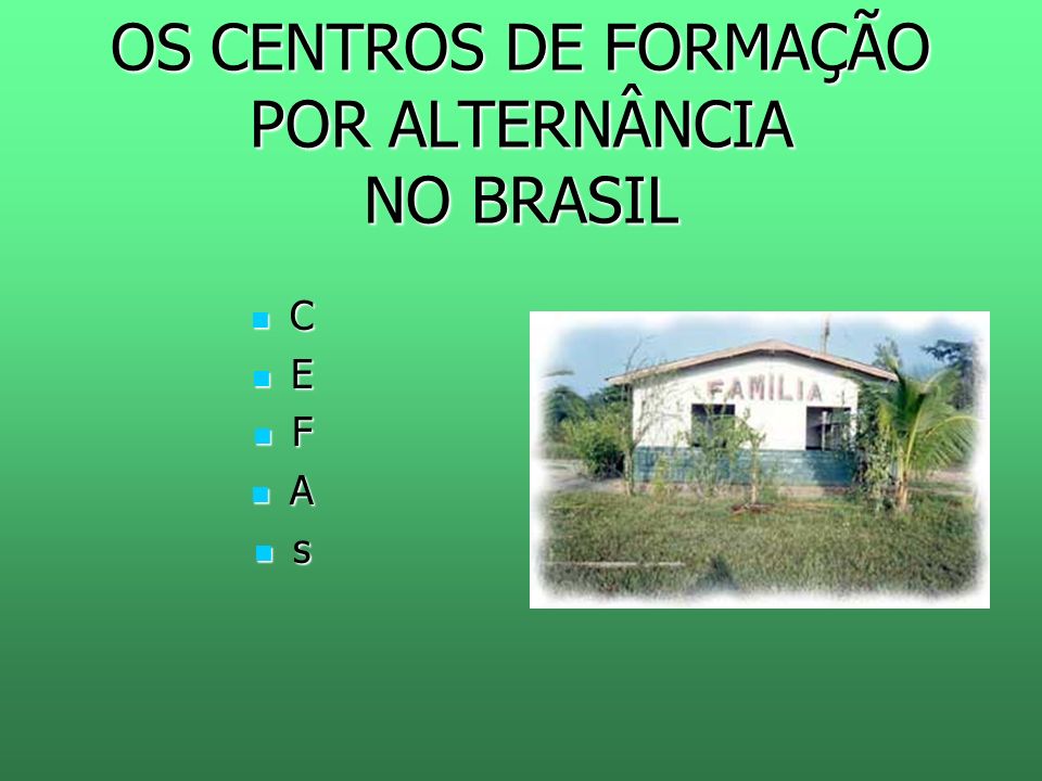 OS CENTROS DE FORMAÇÃO POR ALTERNÂNCIA NO BRASIL