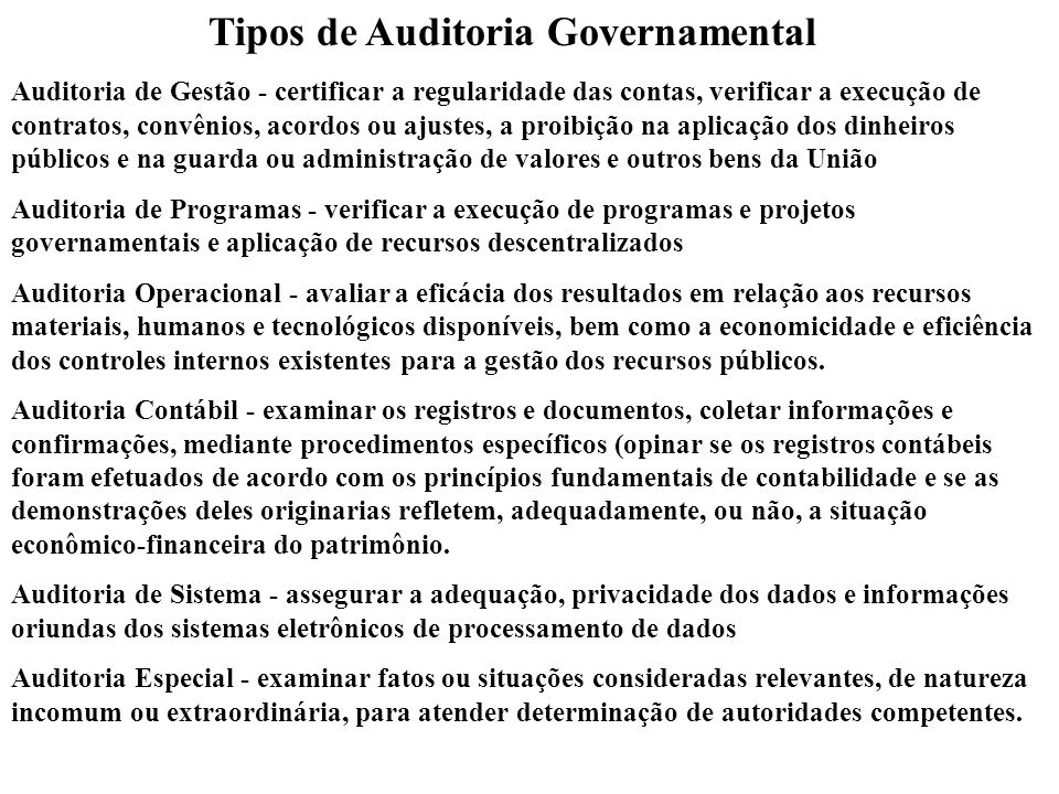 Tipos de Auditoria Governamental