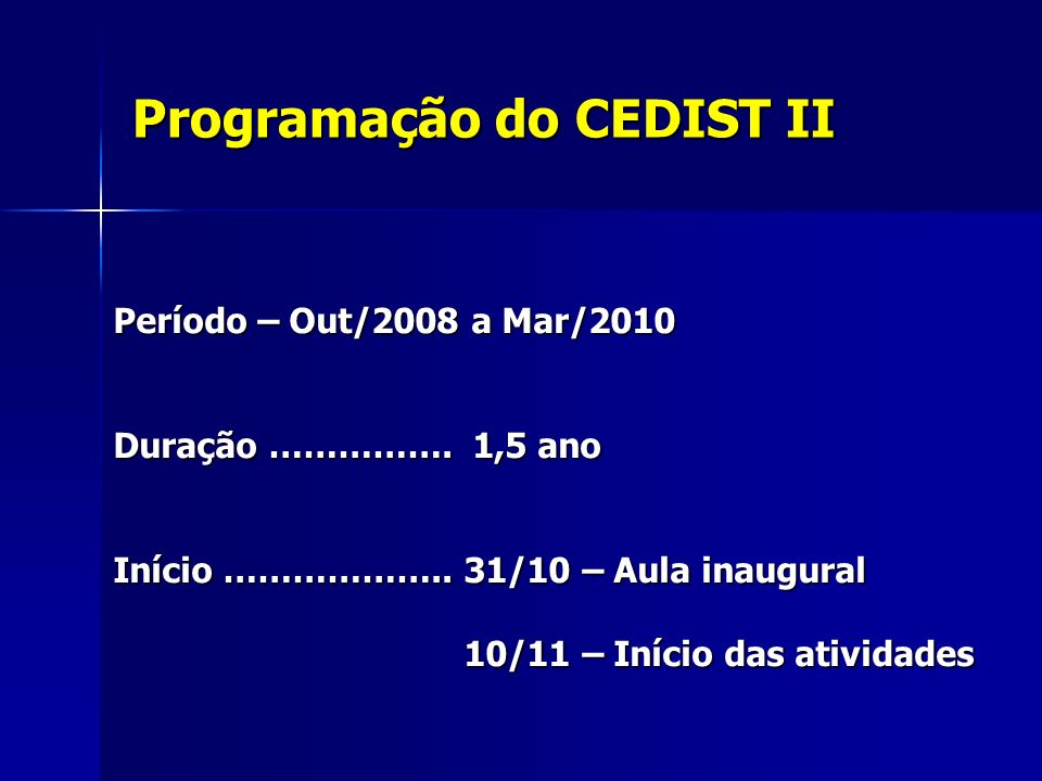 Programação do CEDIST II