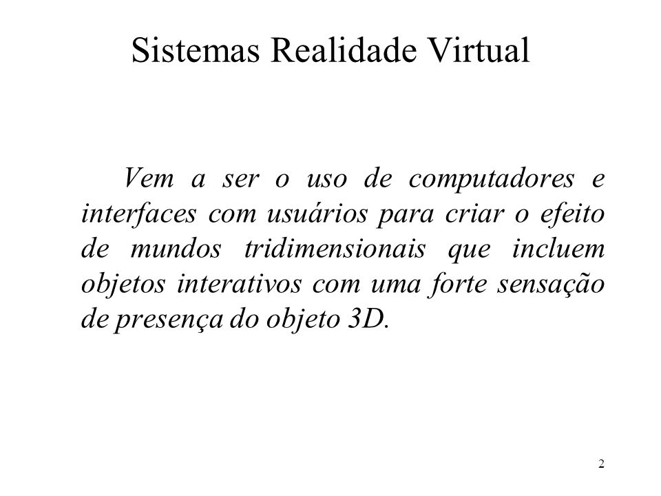 Sistemas Realidade Virtual