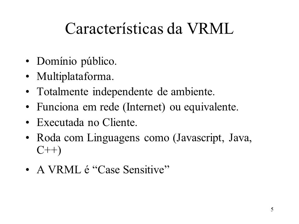 Características da VRML