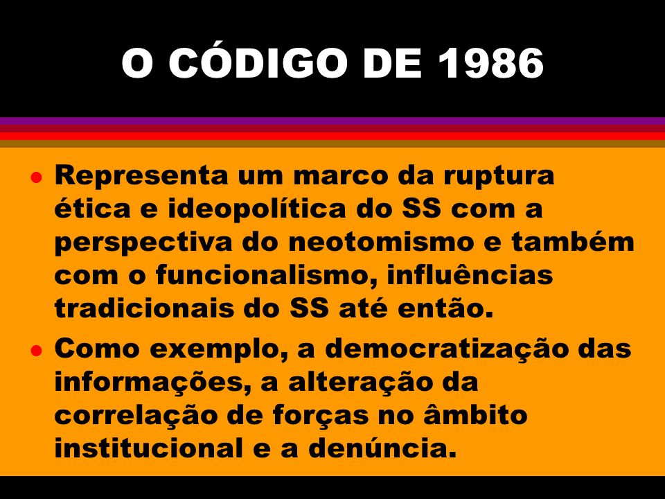 O CÓDIGO DE 1986