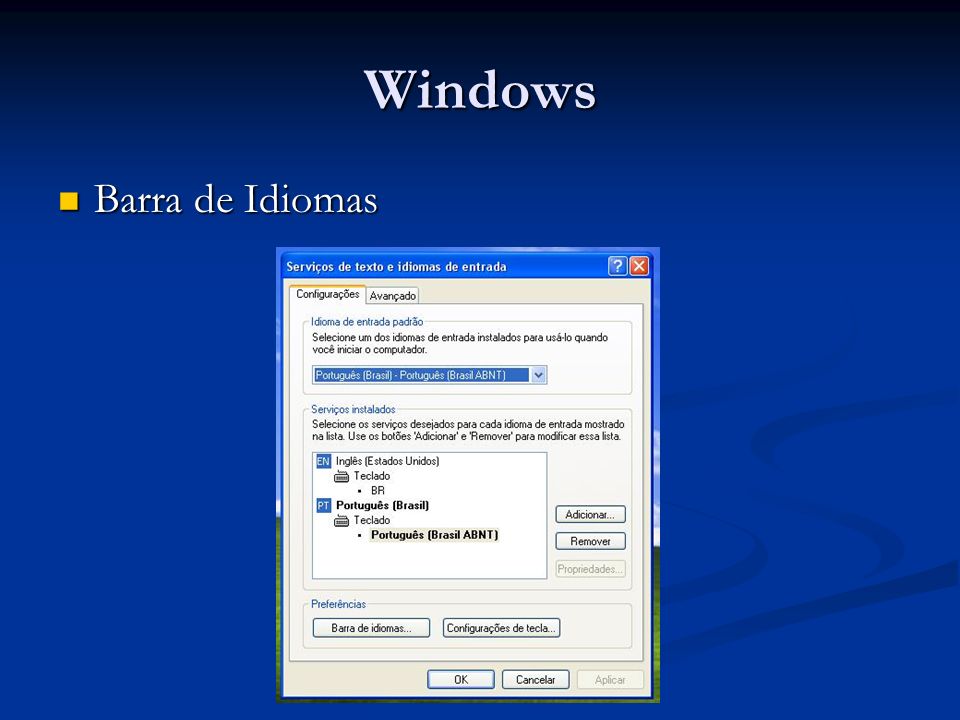 Windows Barra de Idiomas