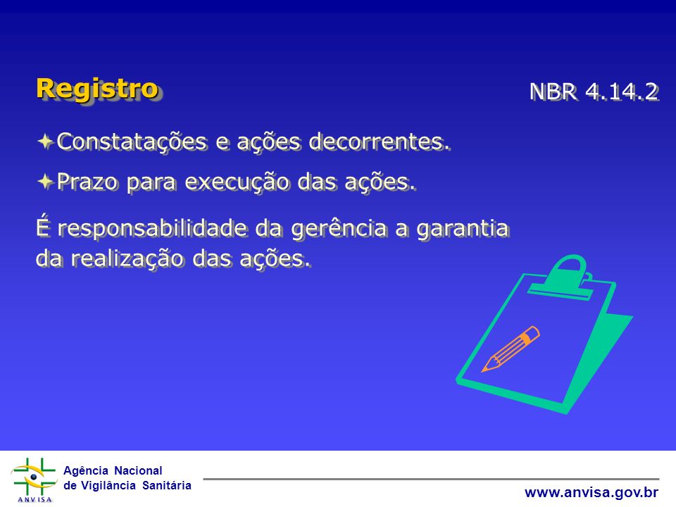   Registro NBR Constatações e ações decorrentes.
