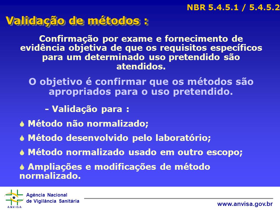 NBR / Validação de métodos :