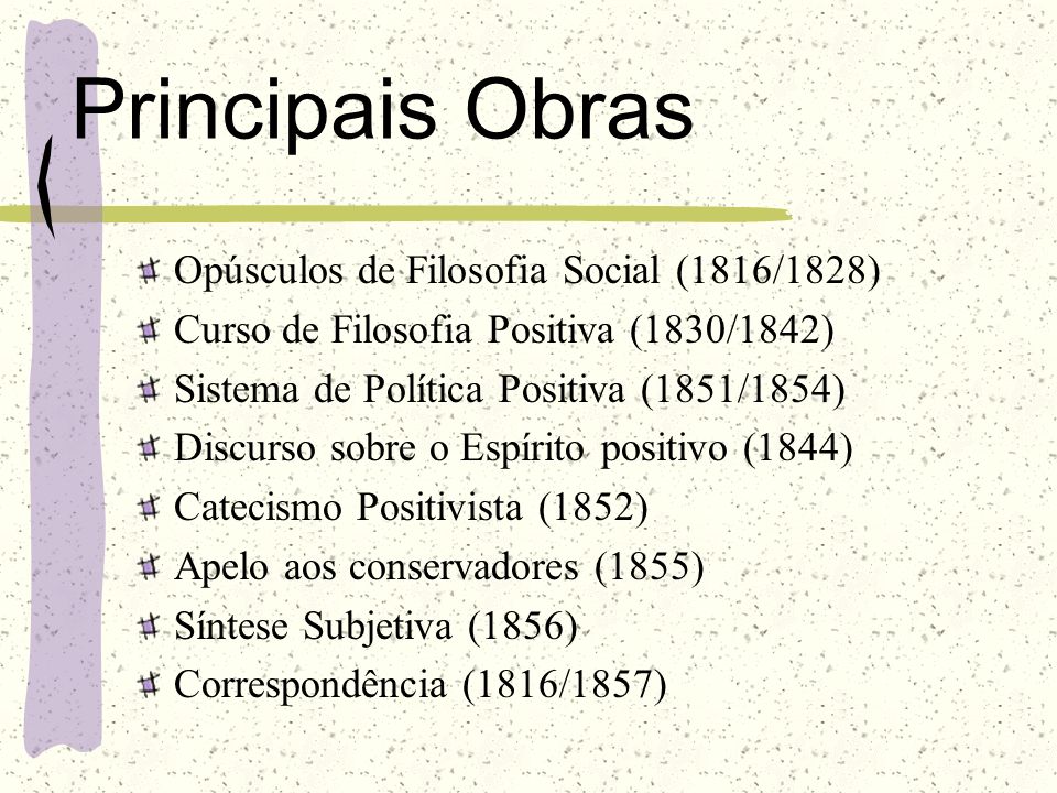 Principais Obras Opúsculos de Filosofia Social (1816/1828)