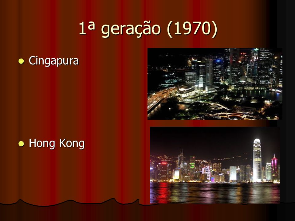 1ª geração (1970) Cingapura Hong Kong
