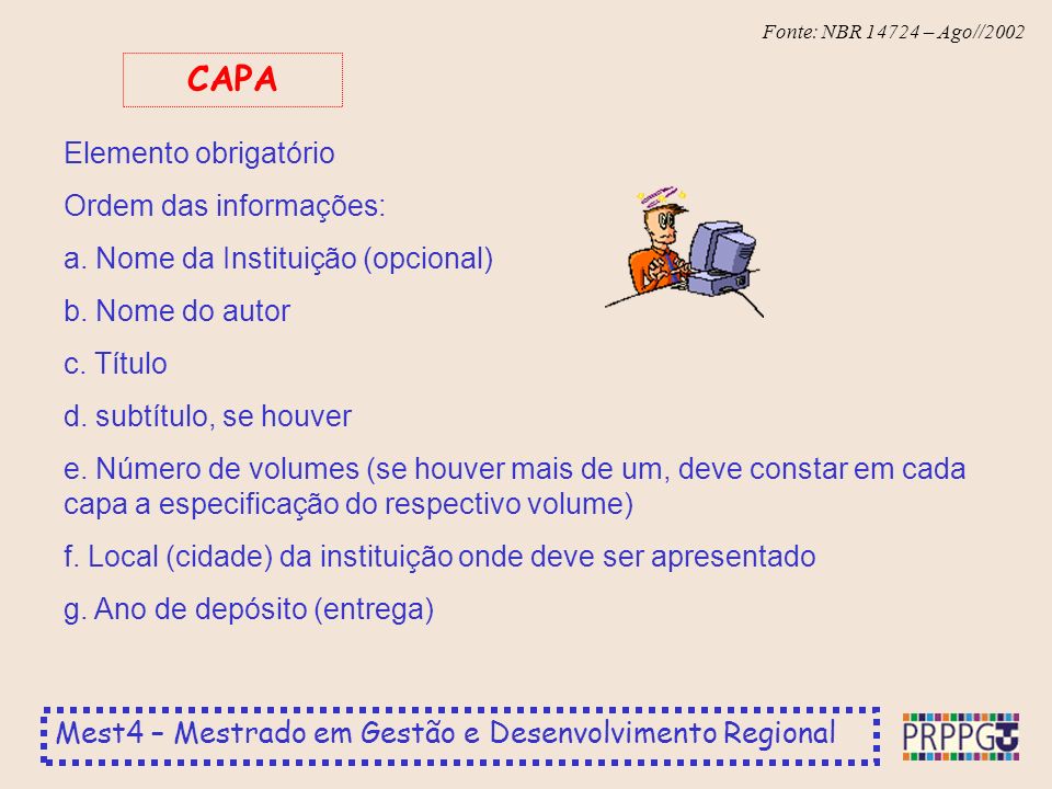 CAPA Elemento obrigatório Ordem das informações:
