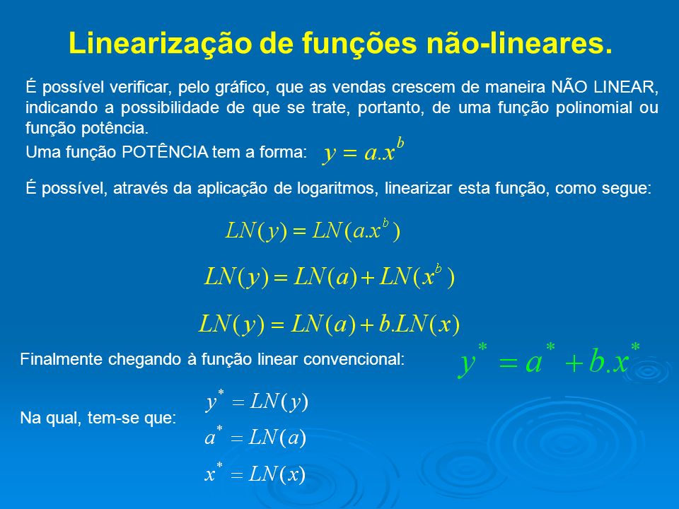 Linearização de funções não-lineares.