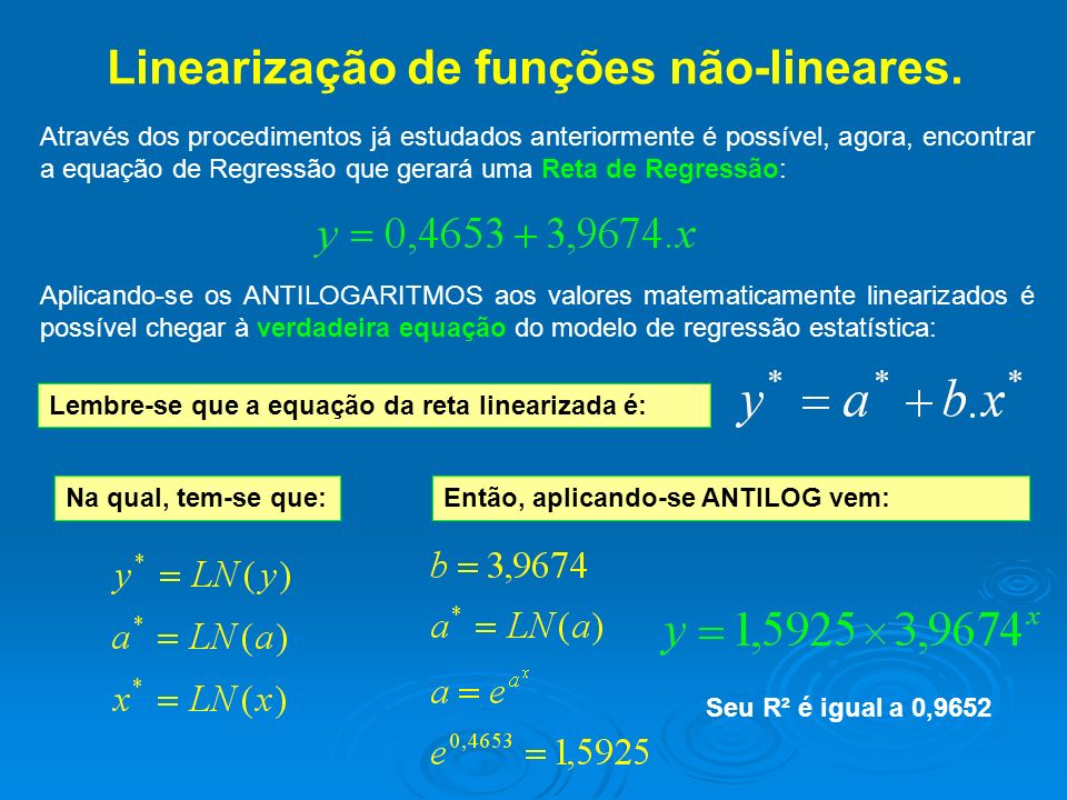 Linearização de funções não-lineares.