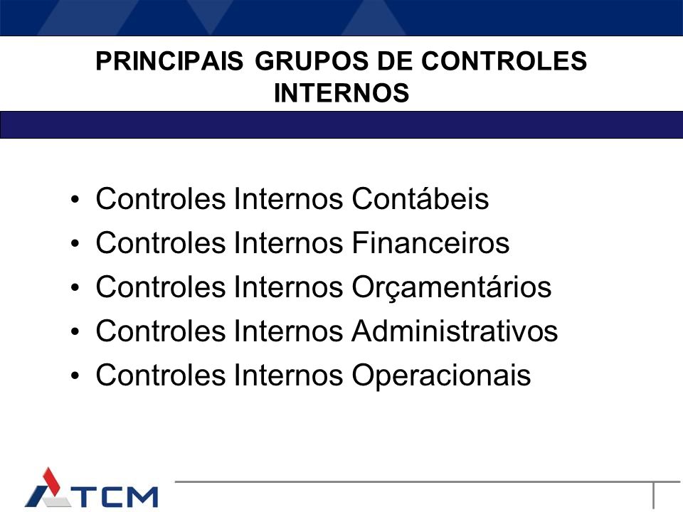 PRINCIPAIS GRUPOS DE CONTROLES INTERNOS