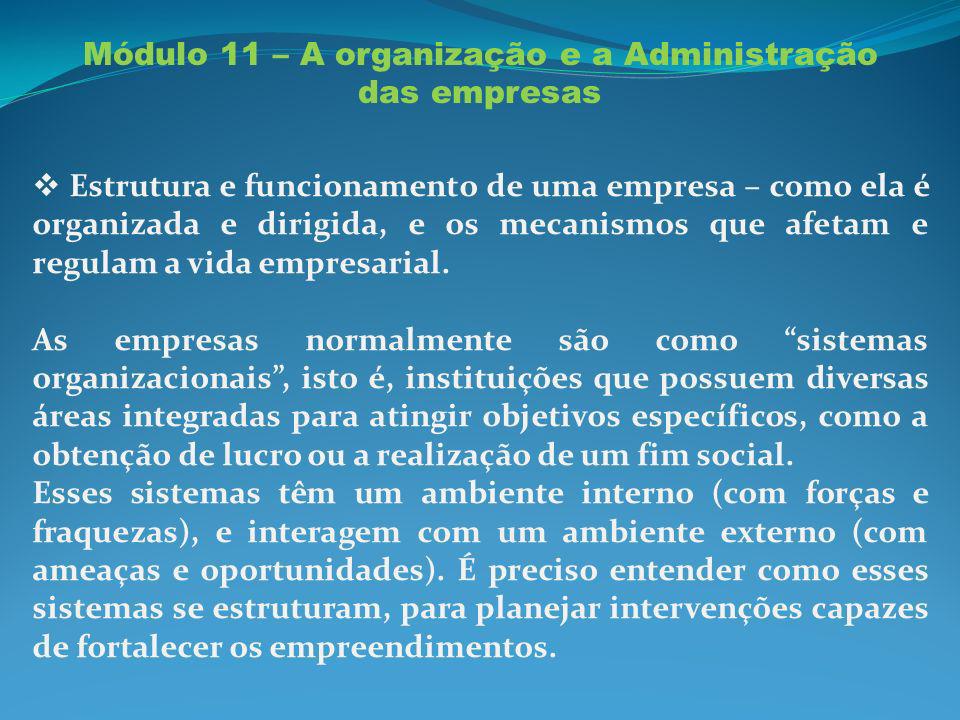 Módulo 11 – A organização e a Administração das empresas