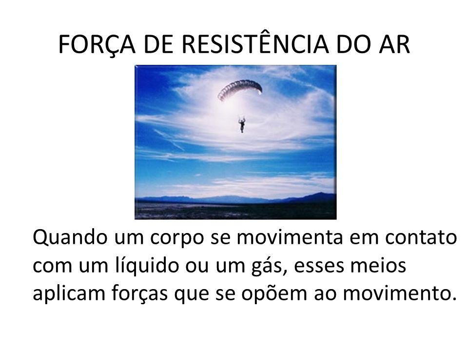 FORÇA DE RESISTÊNCIA DO AR