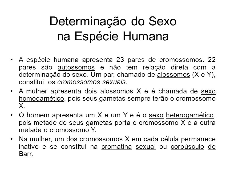 Determinação do Sexo na Espécie Humana