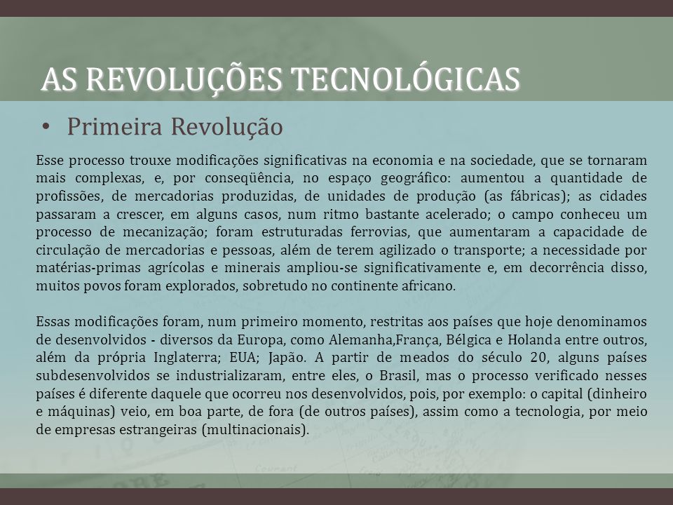 AS REVOLUÇÕES TECNOLÓGICAS