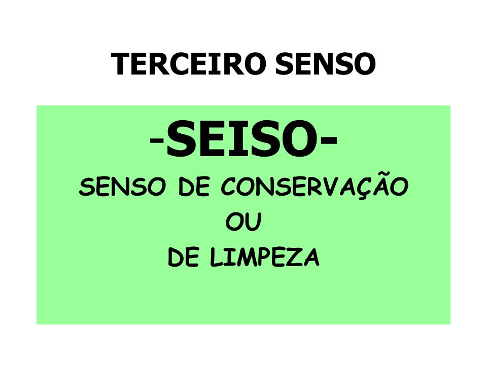 TERCEIRO SENSO -SEISO- SENSO DE CONSERVAÇÃO OU DE LIMPEZA