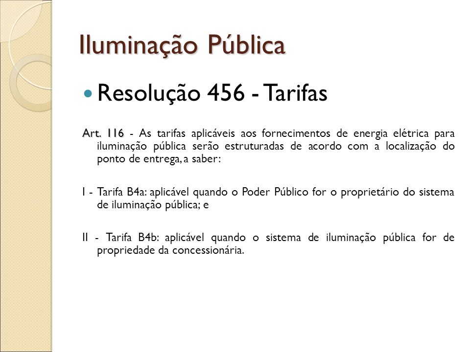Iluminação Pública Resolução Tarifas