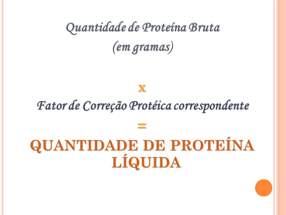 Quantidade de Proteína Bruta (em gramas) x