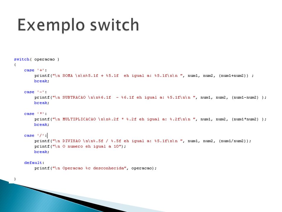 Exemplo switch
