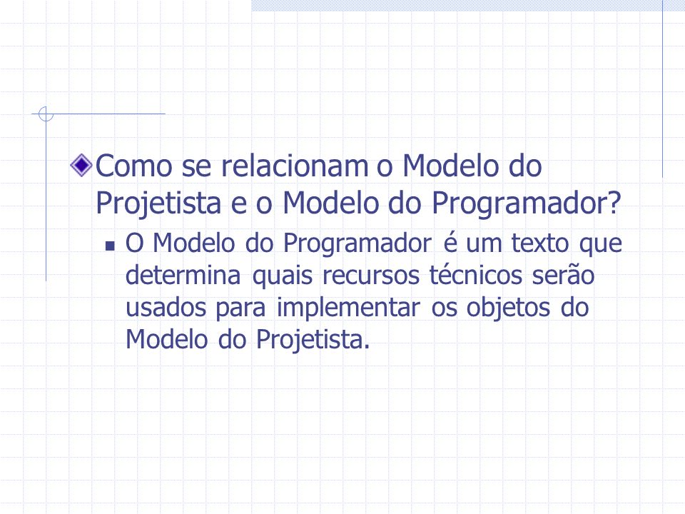 Como se relacionam o Modelo do Projetista e o Modelo do Programador