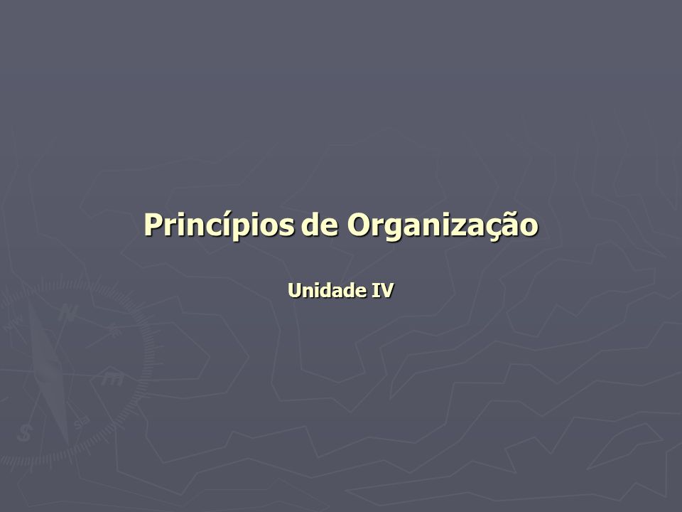 Princípios de Organização Unidade IV