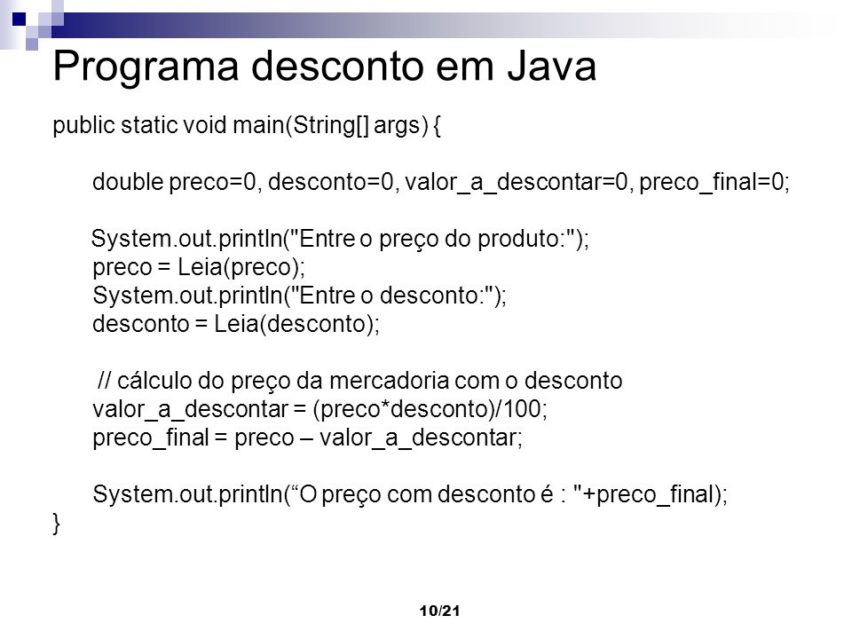 Programa desconto em Java