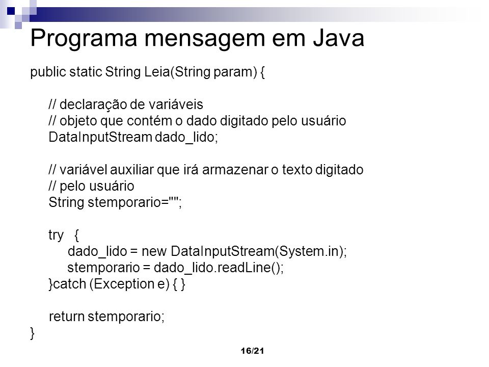 Programa mensagem em Java