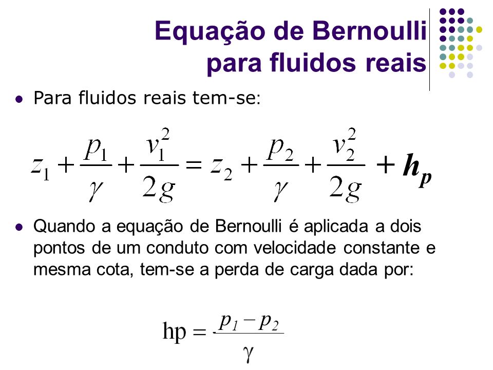 Equação de Bernoulli para fluidos reais
