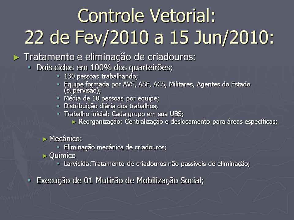 Controle Vetorial: 22 de Fev/2010 a 15 Jun/2010: