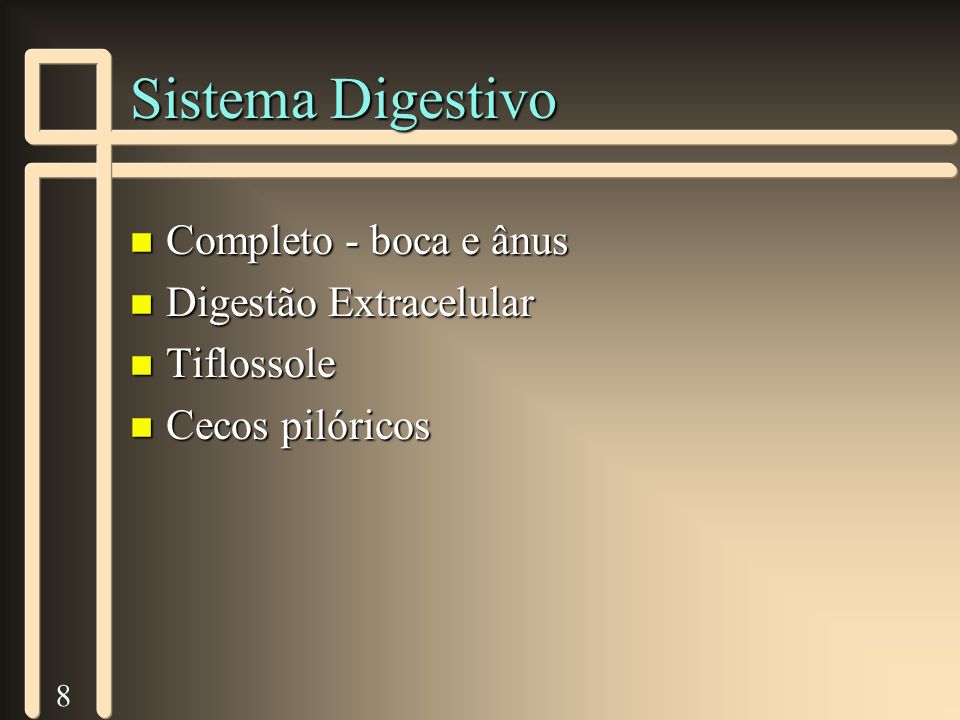 Sistema Digestivo Completo - boca e ânus Digestão Extracelular