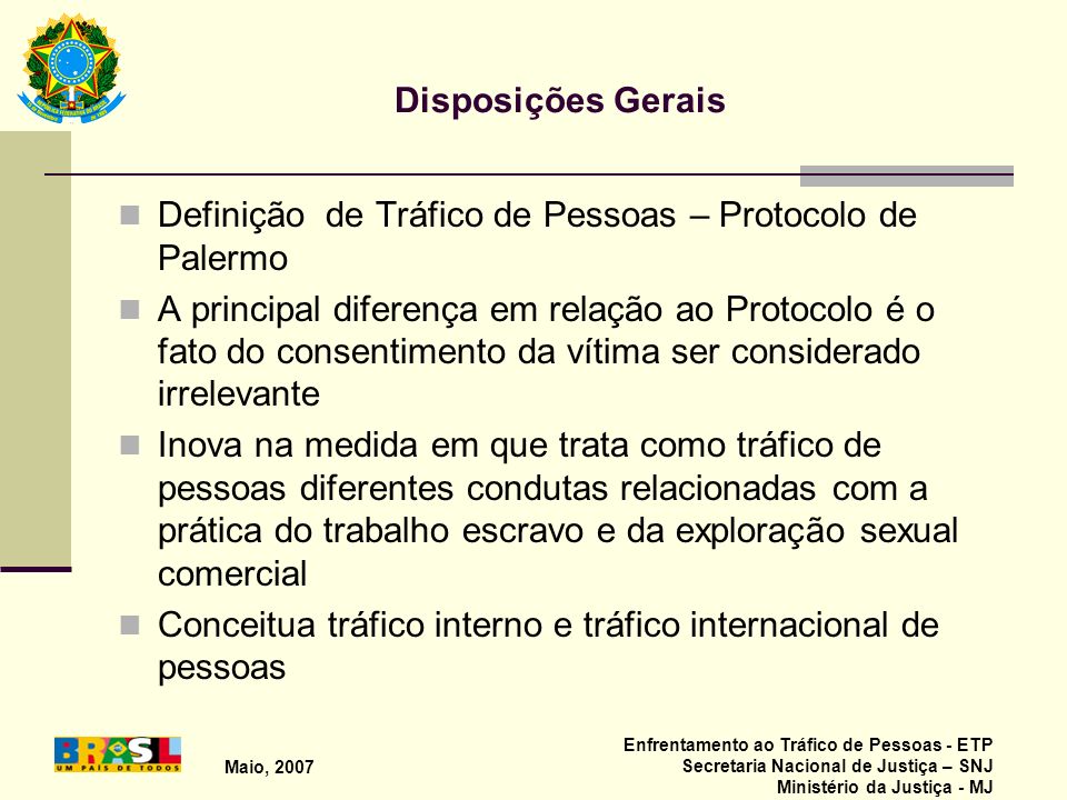 Definição de Tráfico de Pessoas – Protocolo de Palermo