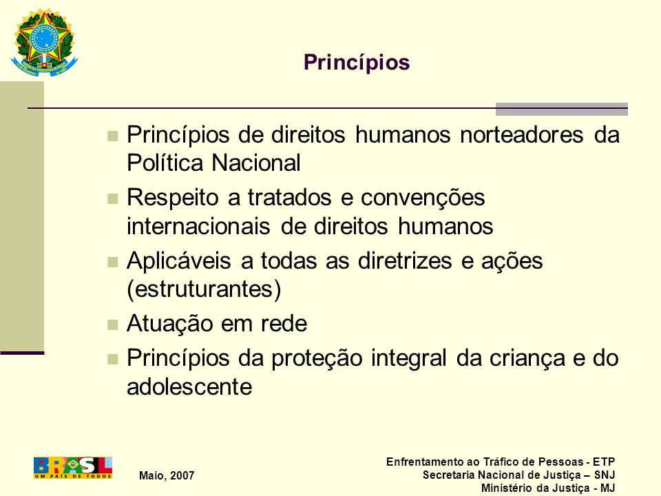 Princípios de direitos humanos norteadores da Política Nacional
