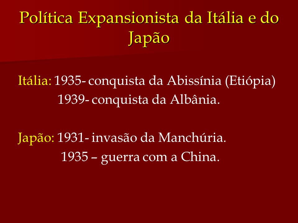 Política Expansionista da Itália e do Japão