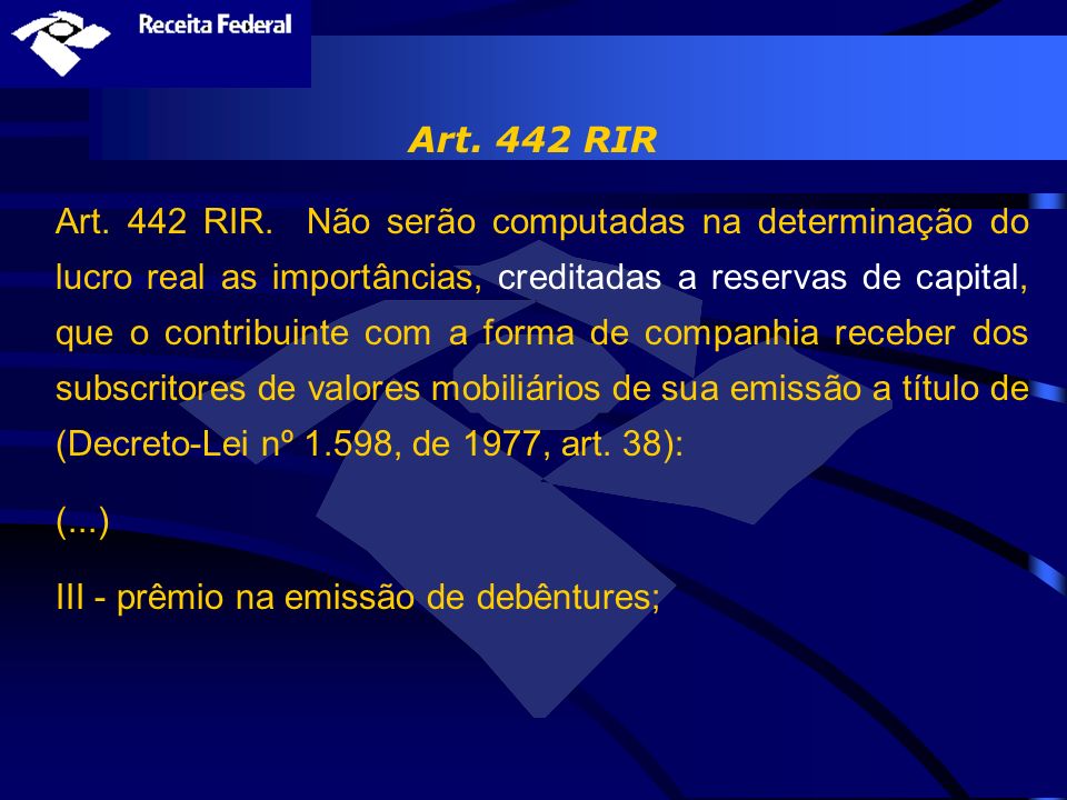 Art. 442 RIR