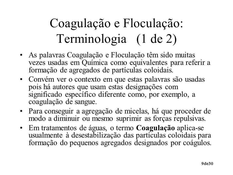 Coagulação e Floculação: Terminologia (1 de 2)