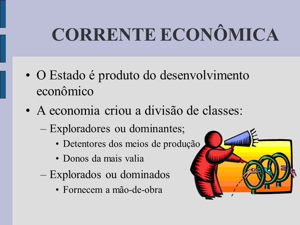 CORRENTE ECONÔMICA O Estado é produto do desenvolvimento econômico