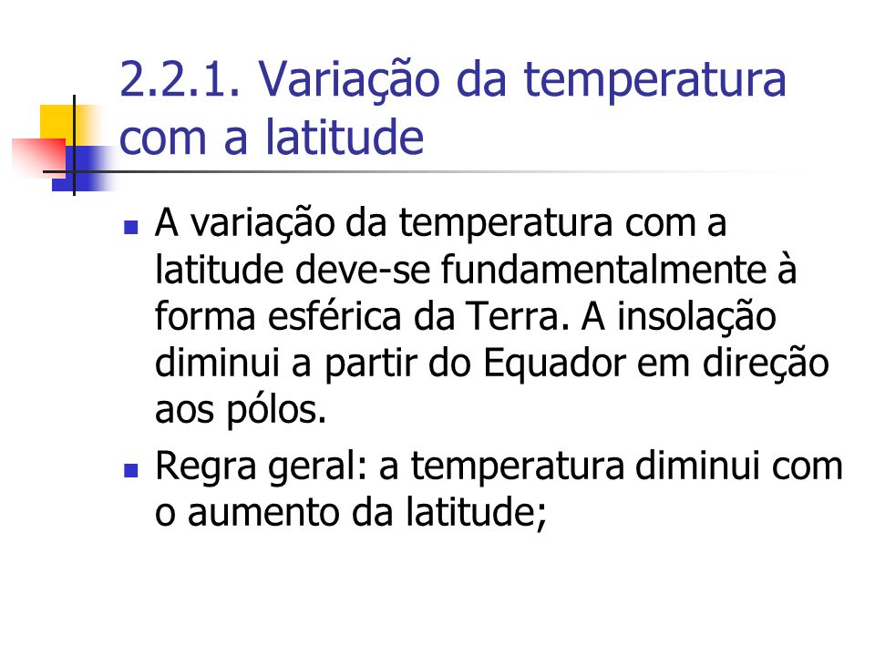Variação da temperatura com a latitude